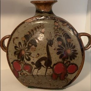 Vintage 1950s Hand-Tossed Pottery Two Handled Vase